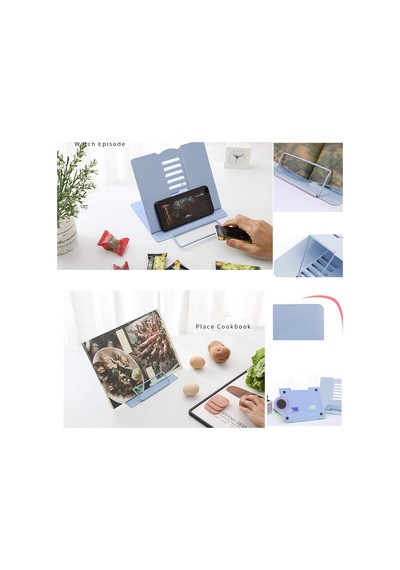 Metal Kitap Okuma Standı 6 Kademe Ayarlanabilir Kitap Tutucu Ofis Çalışma Ders Mavi