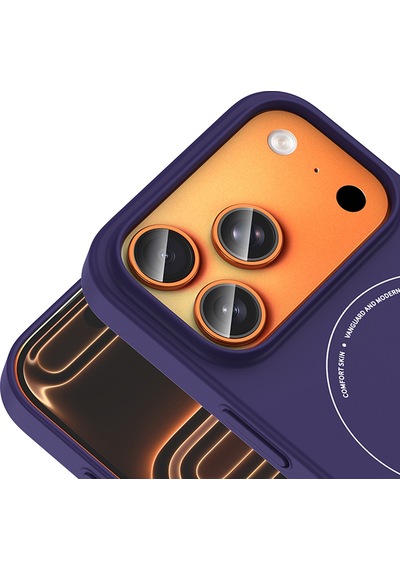 İphone 17 Pro Max Kılıf M-safe Şarj Özellikli Kamera Korumalı Rba Elio Sert Pc Kapak - Derin Mor Çok Renkli