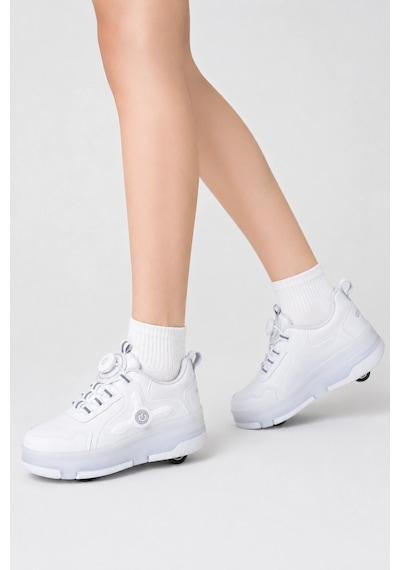 Odin Tekerlekli Işıklı Çocuk Spor Ayakkabı Rahat Patenli Sneaker - Beyaz