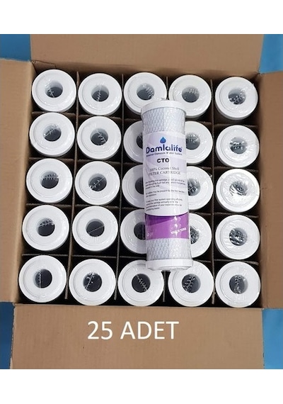 Damlalife 10'' Blok Karbon (Cto) Su Arıtma Filtre 25 Adet