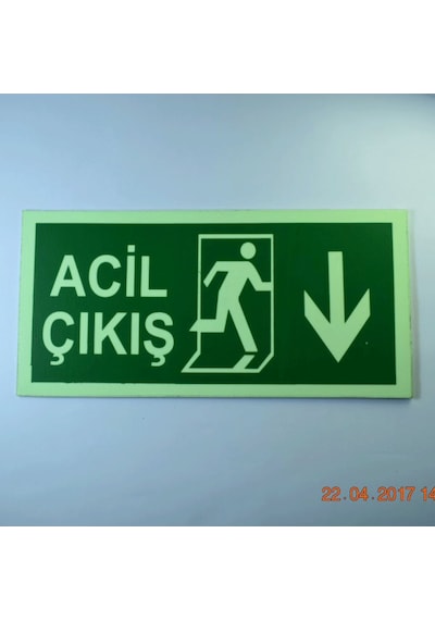 Fosforlu Yön Levhası | Acil Çıkış Aşağı Ok