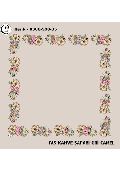 Cenk İçi Boş Kenarı Desenli Oyalık Yazma 100 Cm Taş