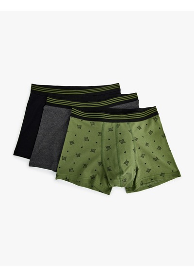 Koton 3'lü Boxer Seti Pamuklu Oyun Baskılı Siyah 5slm90008mk Siyah