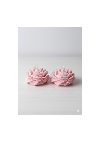 2 Li Mini Şakayık Çiçeği Kokusuz Mum Pembe