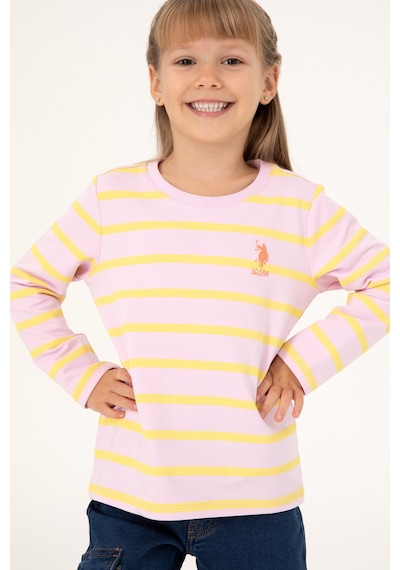 U.S. Polo Assn. Kız Çocuk Pembe Bisiklet Yaka Sweatshirt 50296376-VR041