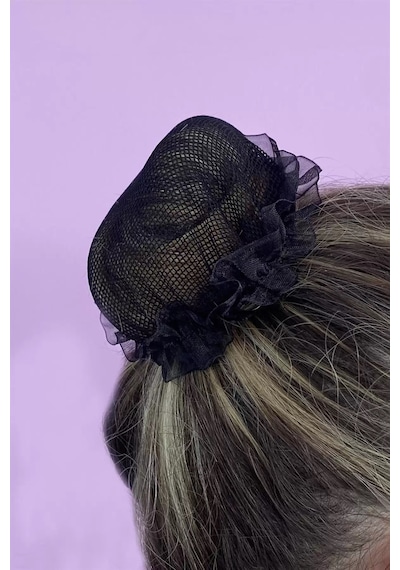 Caş Dekorasyon Siyah Renk Küçük Fileli Topuz Tokası Siyah