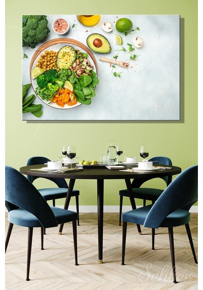Vegan Beslenme Kasesi Buddha Bowl Yatay Kanvas Tablo 3857 Çok Renkli