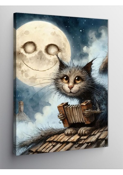 Kanvas Tablo Kitap Okuyan Kedi 100cmx140cm