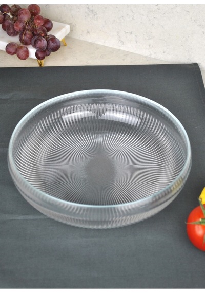 Kafes Büyük Boy Cam Salata Kasesi 26 Cm Meyve Kasesi Makarna Sunum Kase Beyaz