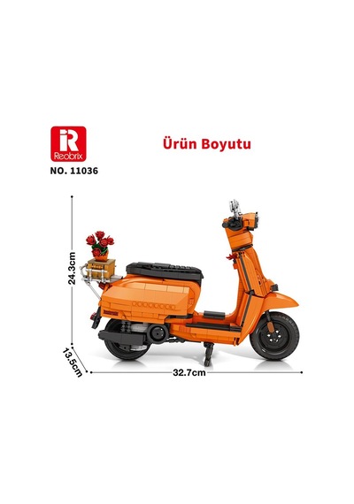 Reobrix Creator 11036 Retro Scooter Lambretta V200 Special Turuncu Yaratıcı Yapı Blok Seti Building Blocks - 1169 Parça