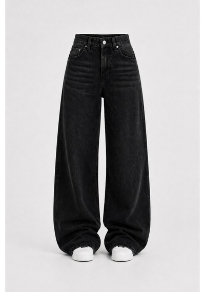 J&kstores Baggy Salaş Pocket Bol Paça Retro Görünümlü Jean Pantolon Siyah
