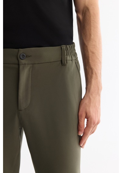 Avva Erkek Haki Kırışmaz Hızlı Kuruyan Lastikli Ekstra Esnek Teknik Kumaş Slimfit Pantolon A42y3065