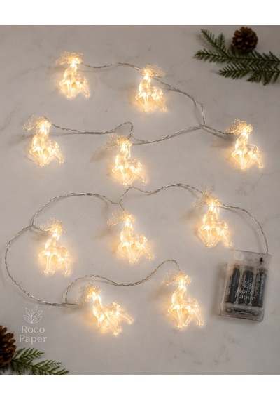Yılbaşı Geyik Figürlü Işıklı Süs, 207 Cm - 10 Adet Led, Yeniyıl Çam Ağacı Dekorasyonu, Pilli Diğer