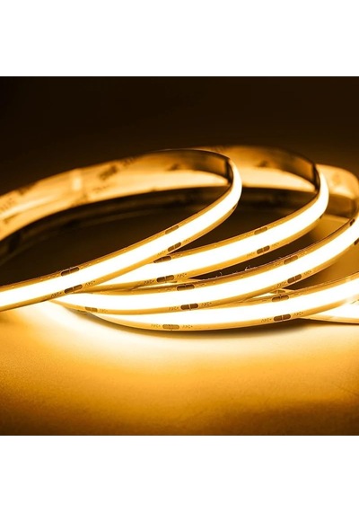 Tr Cob Led Şerit 5metre 12v 320led/m 3000k Sıcak Beyaz 10w 8mm Ip20 Aydınlatma Işık Hortum Kendinden Yapışkanlı