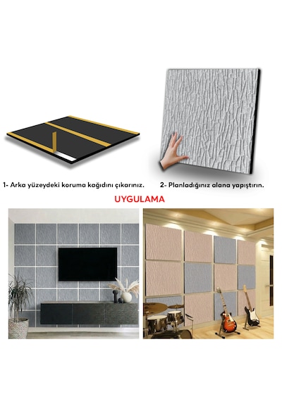 Tink Kendinden Yapışkanlı Akustik Ses Ve Isı Yalıtım Paneli Keçe Dekota Geometrik Desenli Açık Gri 49x49 Cm