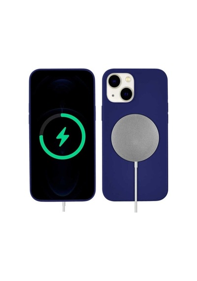 Apple Uyumlu iPhone 13 Kılıf Zore Silksafe Wireless Kapak Mavi
