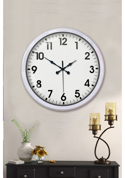 White Classic Modern 52 Cm Metal Duvar Saati Çok Renkli