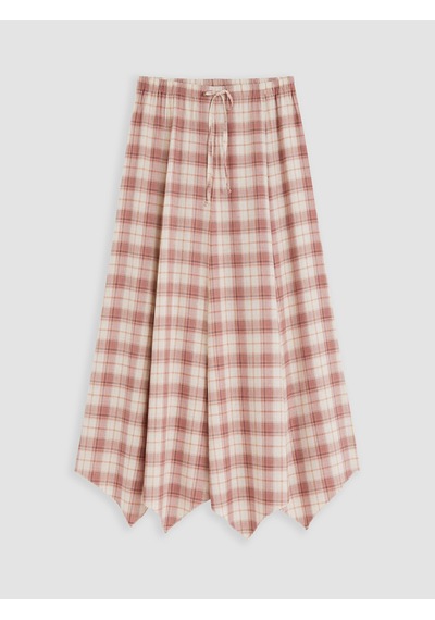 Lcw Modest Pembe Beli Lastikli Ekose Asimetrik Etek