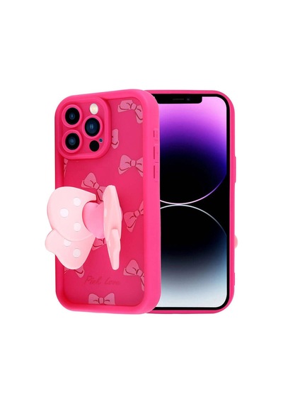 Apple Uyumlu iPhone 14 Pro Max Kılıf Kamera Korumalı Figür Tasarımlı Zore Kapya Kapak Pembe Koyu