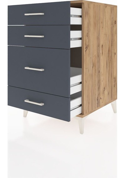 Kronos Komodin 4 Çekmeceli 60x59x96 Çam-antrasit Atlas Çam