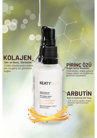 Keaty Skin Pirinç Özlü Kolajenli Sıkılaştırıcı Leke Karşıtı Serum 30 ML