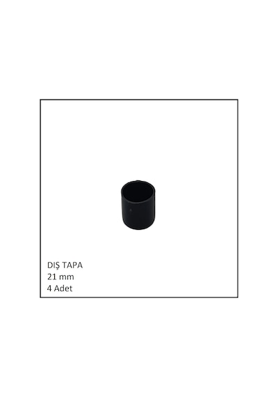 Plastik Dış Tapa, Profil Tapası, Yuvarlak, Siyah, 21 Mm 4 Adet Siyah