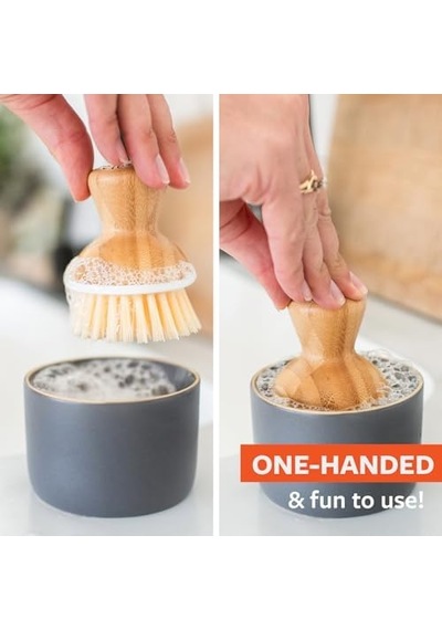 Full Bubble Bis Keramik Seifenspender & Scrubber Schwamm Set, Weiß, Grau/weiß, Dish Brush + Dispenser 12 Izgara