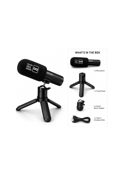 Lexroo S93 Kablosuz Masaüstü Kayıt Mikrofonu Tripod Standlı Siyah