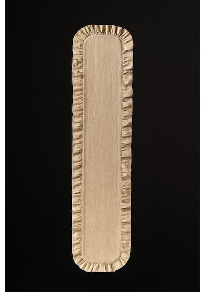 Fırfırlı Masa Runner 145x40 Cm Şık Dekoratif Masa Örtüsü Krem