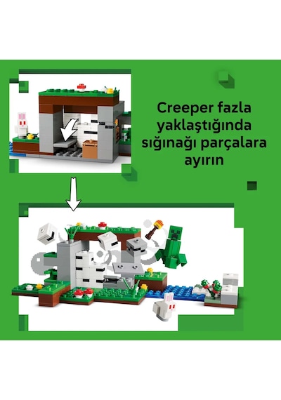 LEGO® Minecraft® İlk Gece Macerası 21593 - 8 Yaş ve Üzeri Çocuklar için 7 Figür İçeren Yaratıcı Oyuncak Yapım Seti (301 Parça)