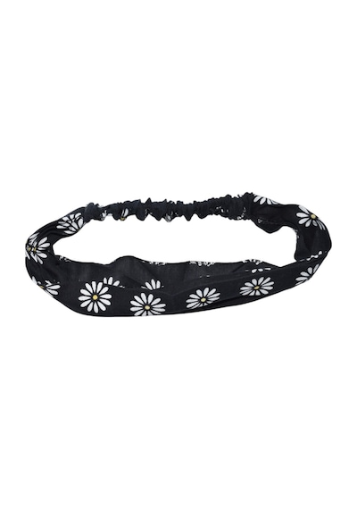 Lastikli Paraşüt Bandana Siyah Papatya Desenli Siyah