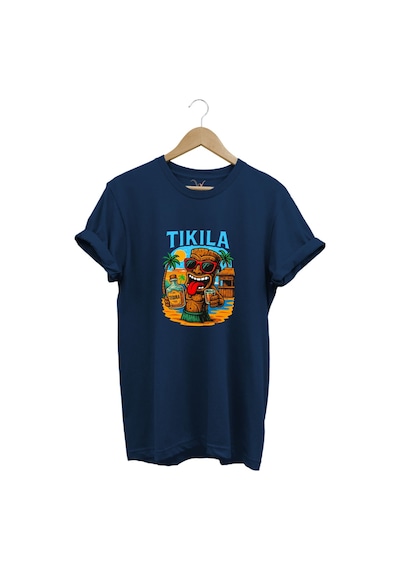 Summer Yazlık Tekila Yazı Baskılı %100 Pamuk Regular Fit Premium Lacivert T-shirt Lacivert