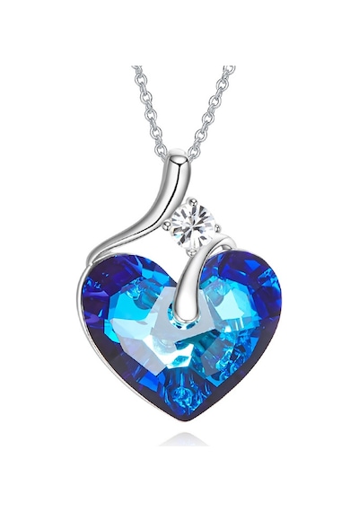 Monemel Kristal Taşlı Kalp Kolye Altın Kaplama N0880 Gümüş - Rodyum
