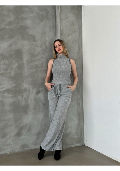 H1 Style Triko Kadın Pantolon Gri