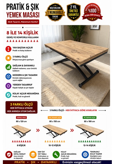 Yan Baştan Açılır Akıllı Masa Üst Tabla Mdf Yüksekliği Ayarlanabilir Atlantik - Çam Yan Baştan Açılır Akıllı Masa Üst Tabla Mdf Yüksekliği Ayarlanabilir Atlantik - Çam