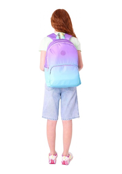 Kaukko Rainbow Kız Çocuk Üç Bölmeli İlkokul Ve Ortaokul Çantası - Mor Turkuaz Renk Geçişli - K1799 Mor - Turkuaz