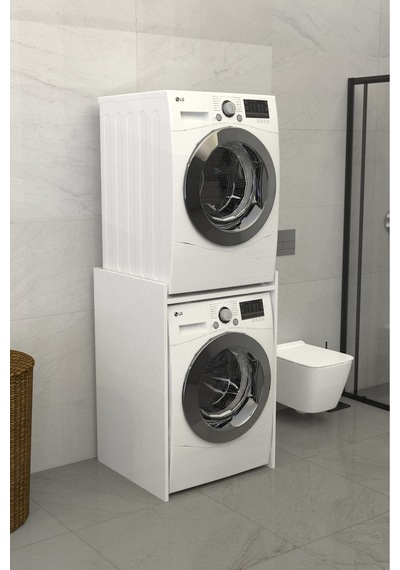 Flowo Banyo Dolabı Çamaşır Makinesi Dolabı Beyaz Beyaz