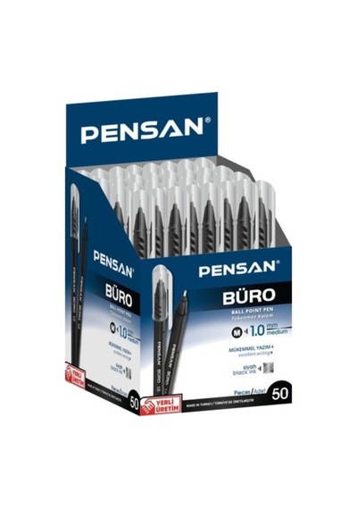Pensan Büro 1 MM Uçlu Tükenmez Kalem Siyah 10 Adet