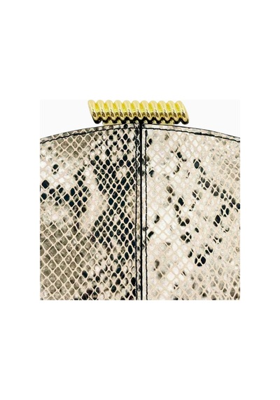 Studio Amelia Studıo Amelıa Zamora Gri Yılan Derisi Desenli, Altın Donanımlı Zarif Kadın Clutch Çanta