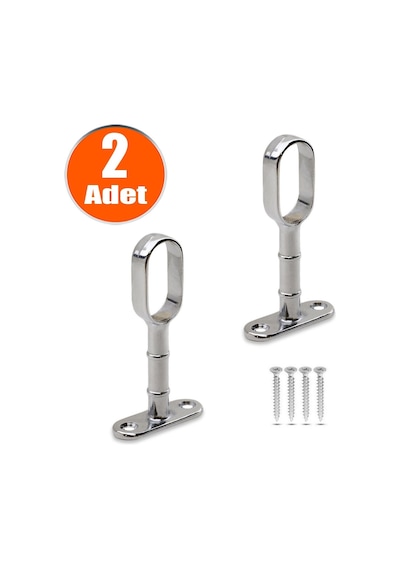 Dolap İçi Oval Askı Borusu Flanşı Açık Ağız Gardırop Elbise Askı Aparatı Boru Tutucu 2 Li Set Çoklu Renk