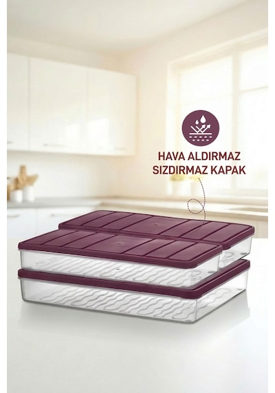 Selka Home 3'lü Set ( 1 Adet 2,25 2 Adet 1 Lt. ) Nora Organizer Buzdolabı Buzluk Düzenleyici Saklama Kabı