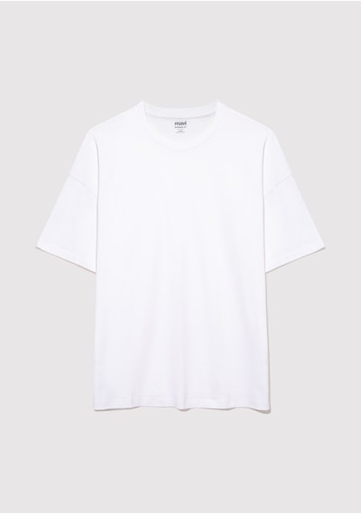 Mavi - 2Li Oversize Basic Tişört Seti 0612162-620 Beyaz