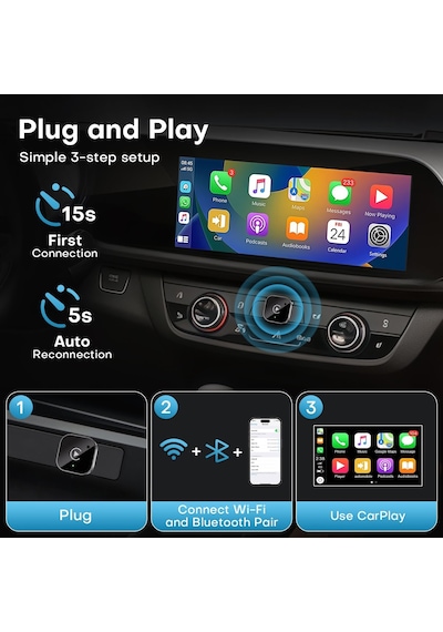 2'si 1 Arada Kablosuz Carplay Ve Android Otomatik Adaptör, Tak Ve Çalıştır Carplay Dongle Kablolu Kablosuz, Hızlı Otomatik Bağlantı, Gecikme Yok, İphone Ve Android İçin Kompakt Tasarım 2'si 1 Arada Kablosuz Carplay Ve Android Otomatik Adaptör, Tak Ve Çalıştır Carplay Dongle Kablolu Kablosuz, Hızlı Otomatik Bağlantı, Gecikme Yok, İphone Ve Android İçin Kompakt Tasarım