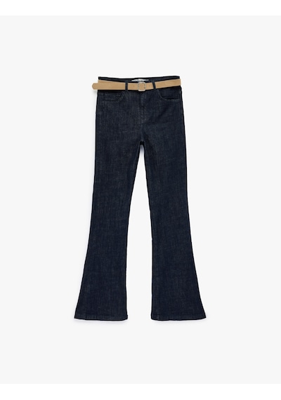 Koton Dar Kesim İspanyol Paça Jean Pantolon - Flare Jeans Koyu İndigo 6sal40091md İndigo