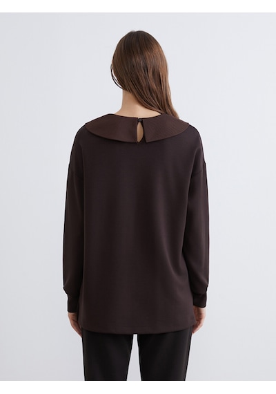 Lcw Everyday Kahverengi Bebe Yaka Oversize Kadın Sweatshirt Tunik