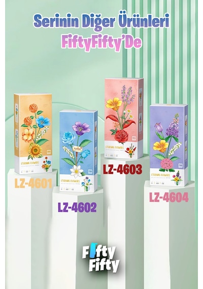 Loz Dekoratif Ve Koleksiyonluk Çiçek Buketi 534 Parça Çiçek Modeli Yapım Seti Fflz-1672