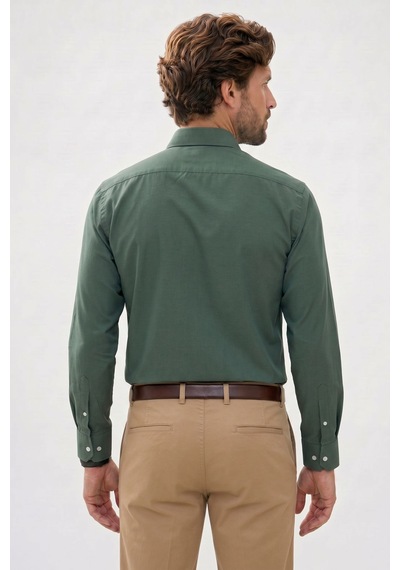 Tudors Erkek Regular Fit Klasik Kesim Pamuklu Kolay Ütü Armürlü Mint Gömlek-52149 Yeşil