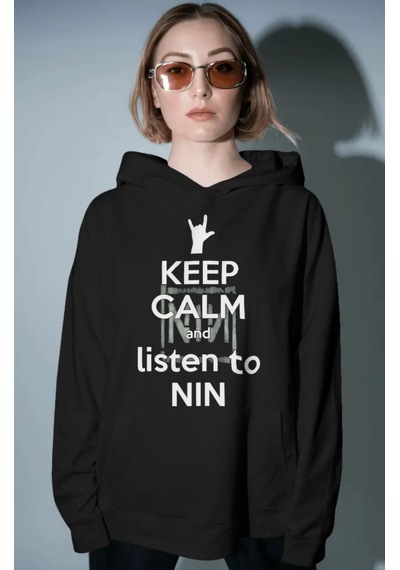 Sevbano Nin Rock Metal Müzik Grubu Ön Baskılı Unisex Oversize Premium Hoo Siyah