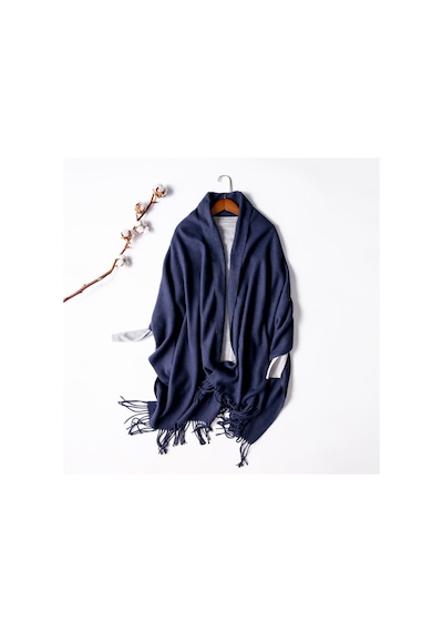 Hailihui Kadınlar Yün Şal Atkı Sonbahar Kış İçin Sağlam Hafif Yumuşak Sargı Navy Blue