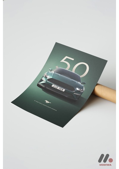 Ford Mustang Bullitt Poster, Çerçevesiz Yüksek Kalite Duvar Afişi - Oto Severlere Özel Hediye